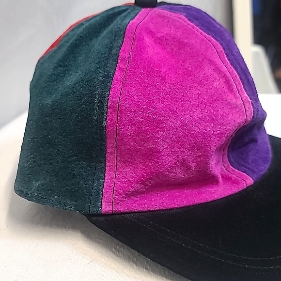 Vintage 90s Multi-Color Patch Suede Leather Baseball Cap - Picture 3 of 6